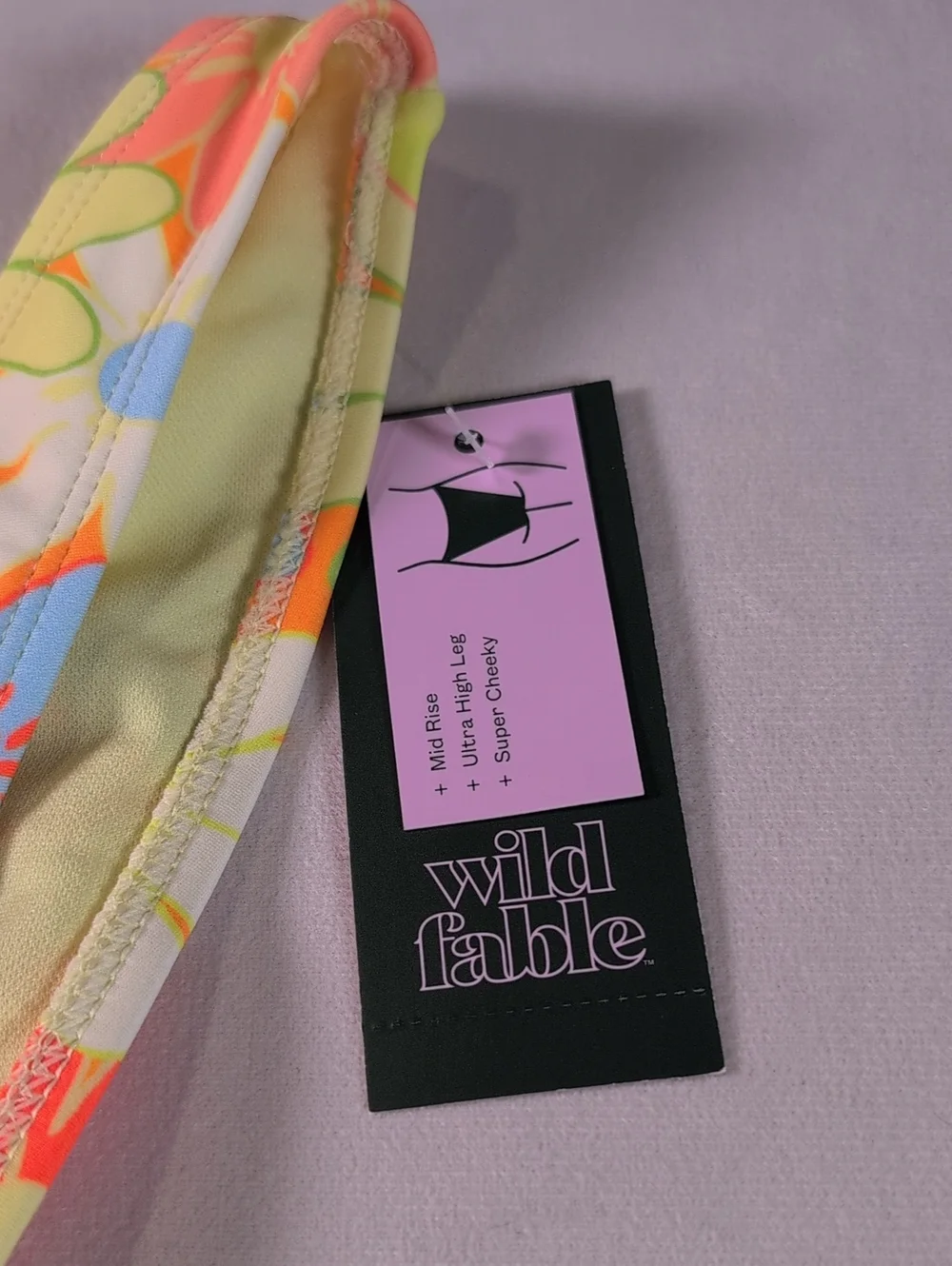 Wild Fable Yellow & Orange Floral Mid Rise Cheeky Bikini Bottom Size Medium